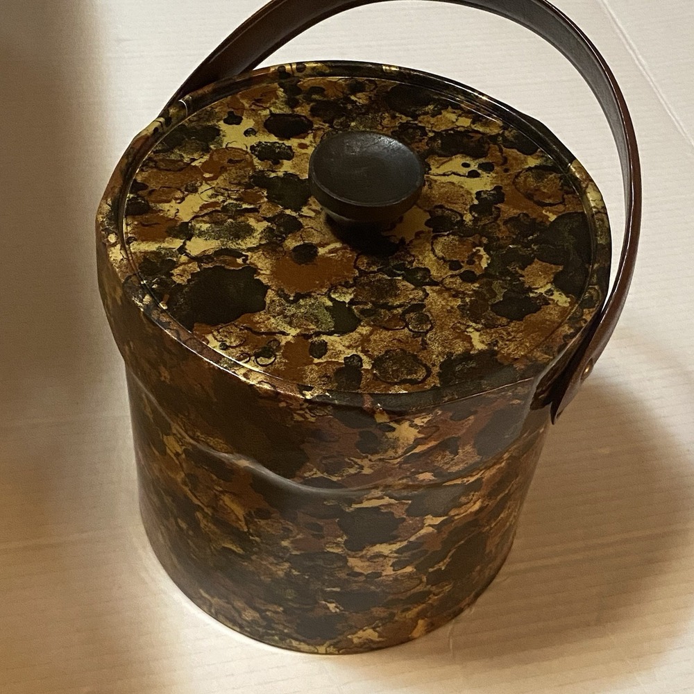 MCM Ice Bucket Marbled Tortoise Elegant Guest Suite 70s VTG Prop
